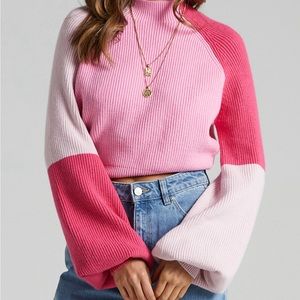 Showpo Pink Colour Block Sweater Size 8